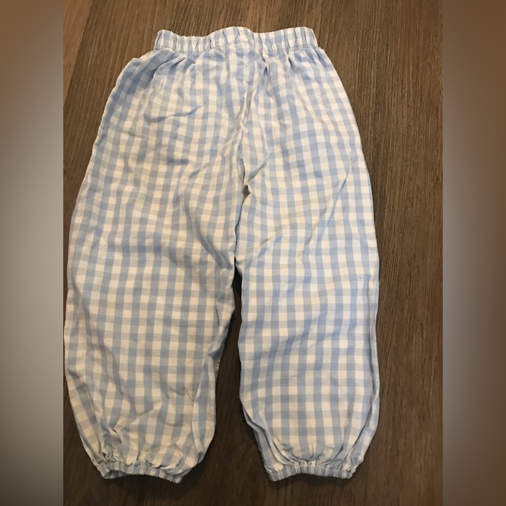 Light blue and white gingham, bubble style pants. Size 2t